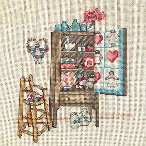Vintage Handmade Cross Stitch Needlework Cottagecore Nursery Decor